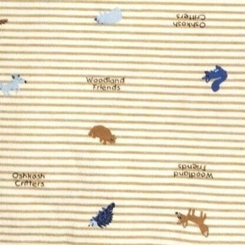 Oshkosh Critters‎ Woodland Friends Cotton Bear Blanket Beige Brown Stripe Baby